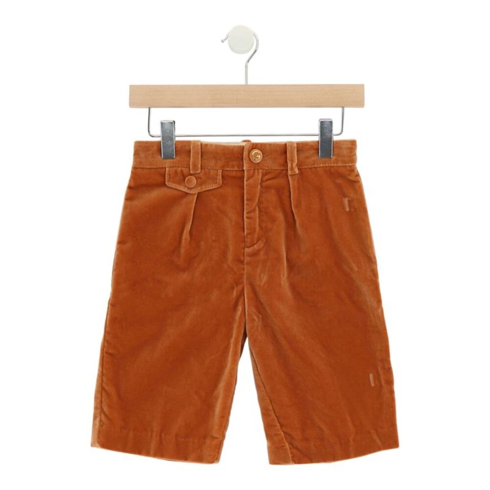 Gucci Pleated Velvet Shorts Orange Boys